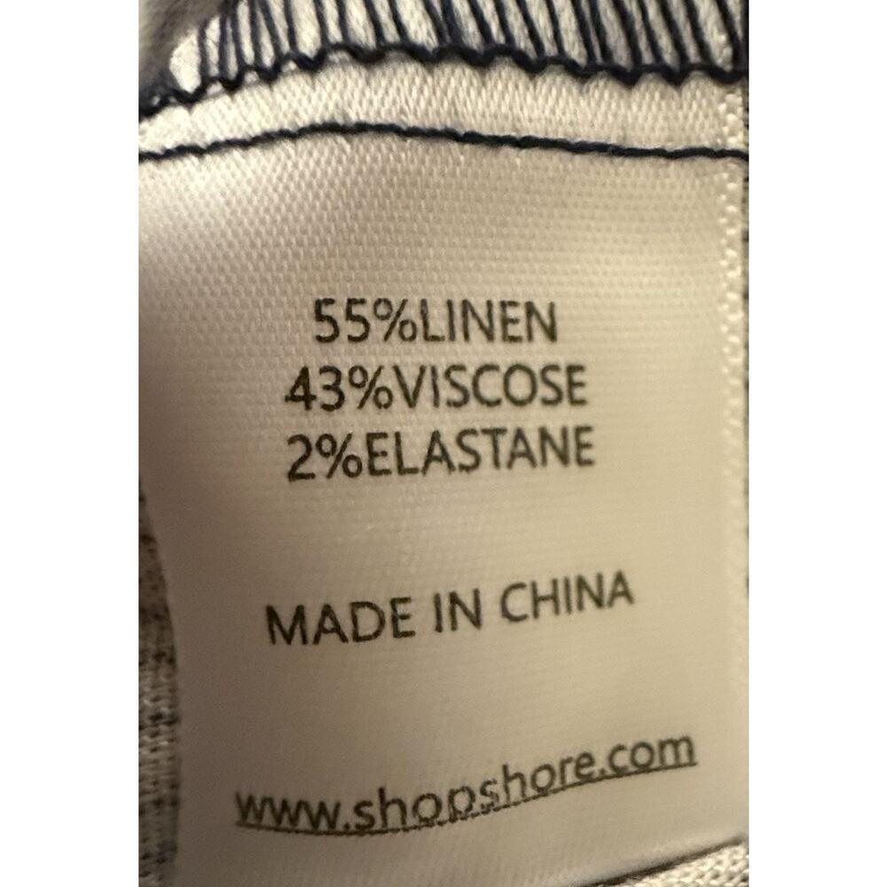 Shore Raw Hem Short Sleeve Navy Nautical Palm Shirt Womens Medium NWT MSRP $118 - Picture 5 of 7